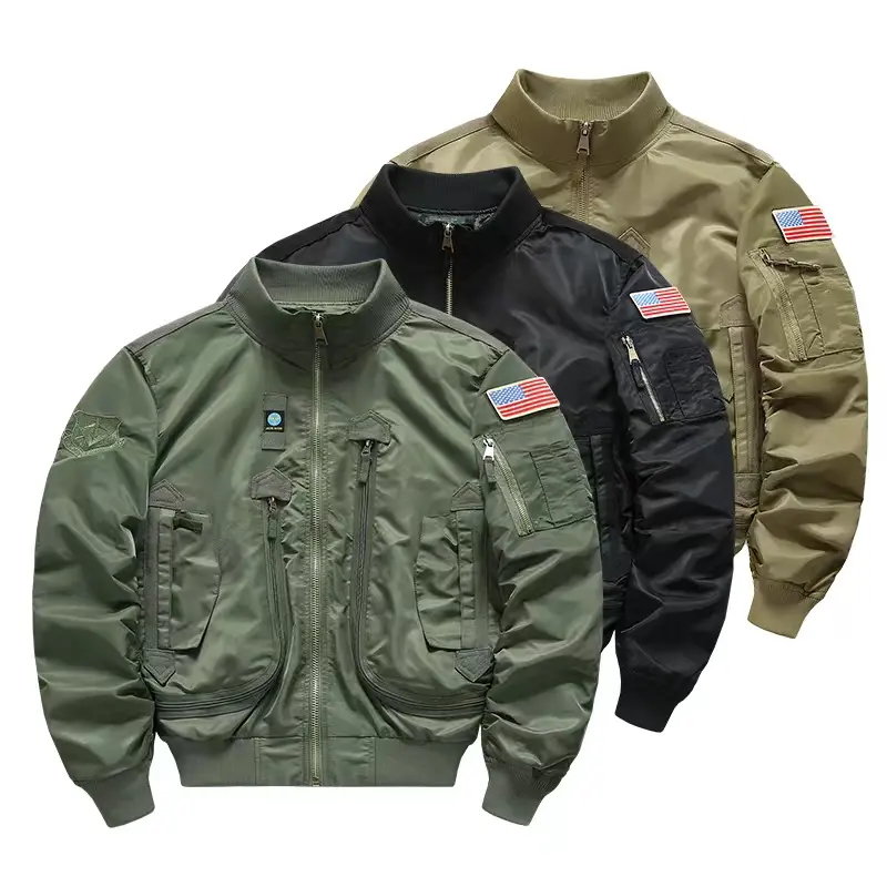 Men's Waterproof Camouflage Flight Jacket - Loose-Fit Polyester Functional Workwear Parka for Jeep Combat Training, Machine-Washable