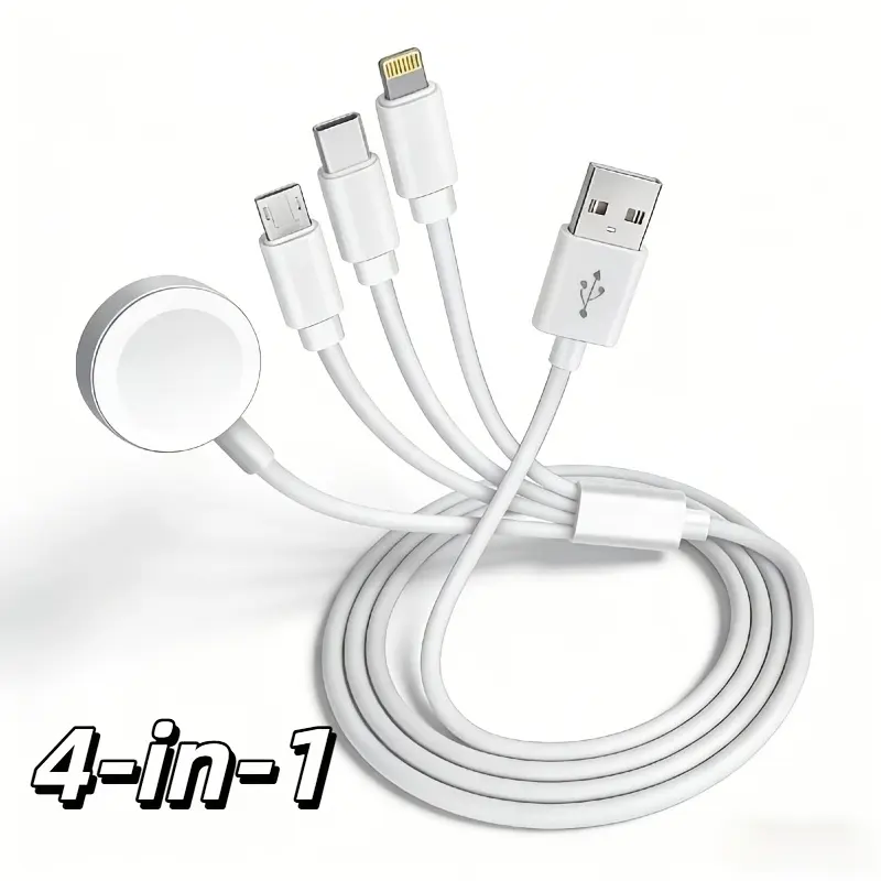 Four-In-One Universal Apple Watch Magnetic Charging Cable, Multi-Port Adapter for Apple and Android Smart Devices, 5v Data Cable