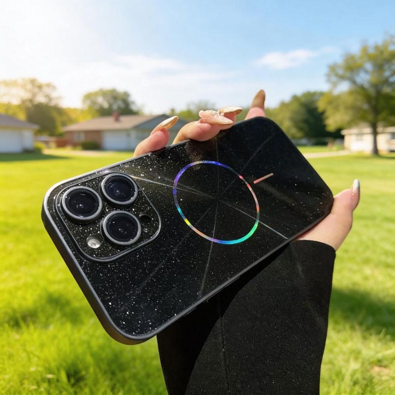 Luxury CD Texture Laser For Magsafe Lens Protector Case For iPhone 17 Air 16 15 14 13 12 Pro Max Wireless Charge Glitter Cover