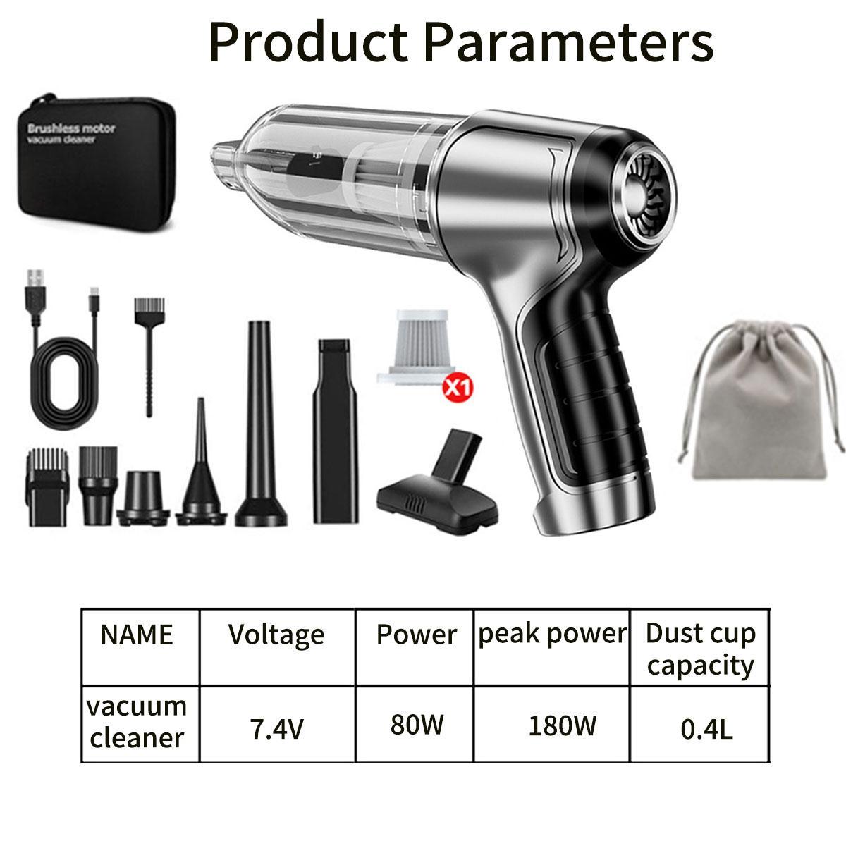 Portable Handheld Vacuum Cleaner, Rechargeable Cordless Car Vacuum Cleaner, Multifunctional Cleaning Tool for Pet Keyboard Car Office & Home