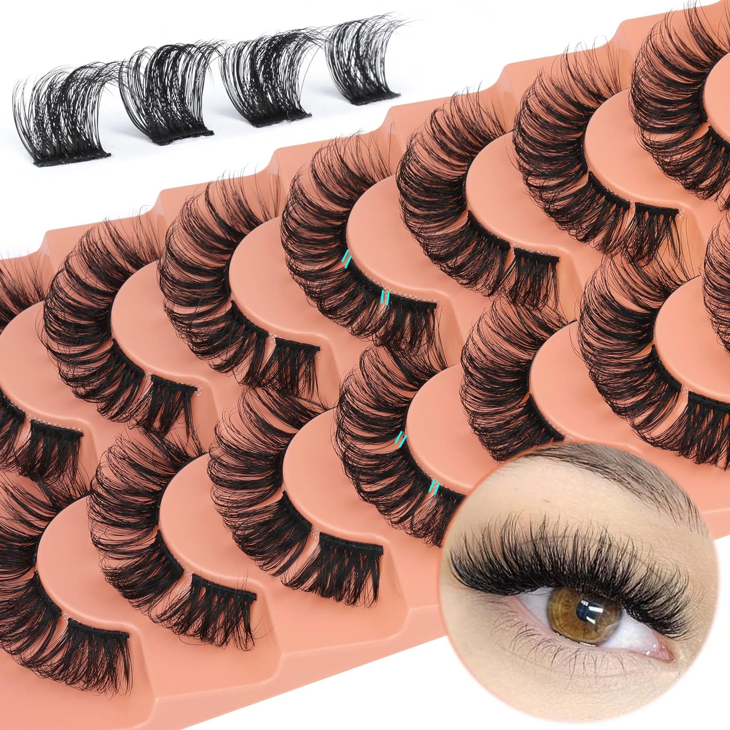Volume Volumized False Eyelashes, 7 Pairs Faux Cluster Lashes, Natural Curling Eye Makeup Strip Lashes, Full Volume Eyelash, Lash Clusters for Eye Makeup Enhancement Cosmetic, False Eyelash Extensions