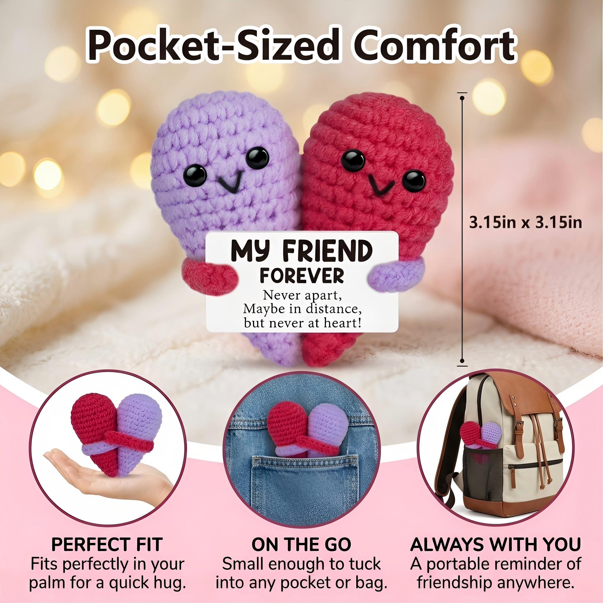 Cute Handmade Crochet Heart Emotional Support Plush Doll,Soft Skin-Friendly Cotton Yarn Stress Relief Decor,Birthday Gifts,Gifts For Women Men Him Her,Bestie Friendship Gifts,Easter Basket Stuffers,Mothers Day Graduation Teacher Appreciation Going Away Gi