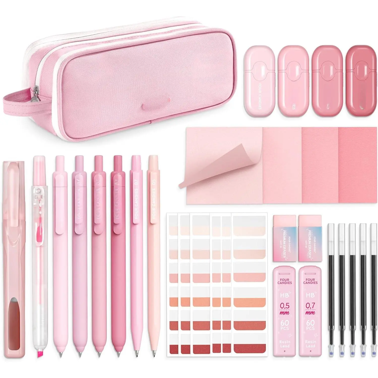 College Supplies and  Essentials with Organizer, Gel Pens with Black Ink,Correction Tapes,Pastel Highlighters, Mechanical Pencils, Sticky Notes, Index