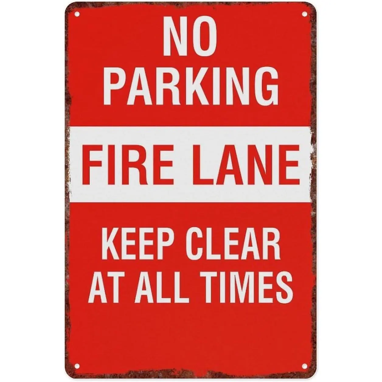 No Parking Fire Lane Keep Clear At All Times Sign, 8x12 Inch, 100% Tinplate, Rust-Free Weather Resistant Metal Warning Sign for Driveway, Fire Access Lane Outdoor Use