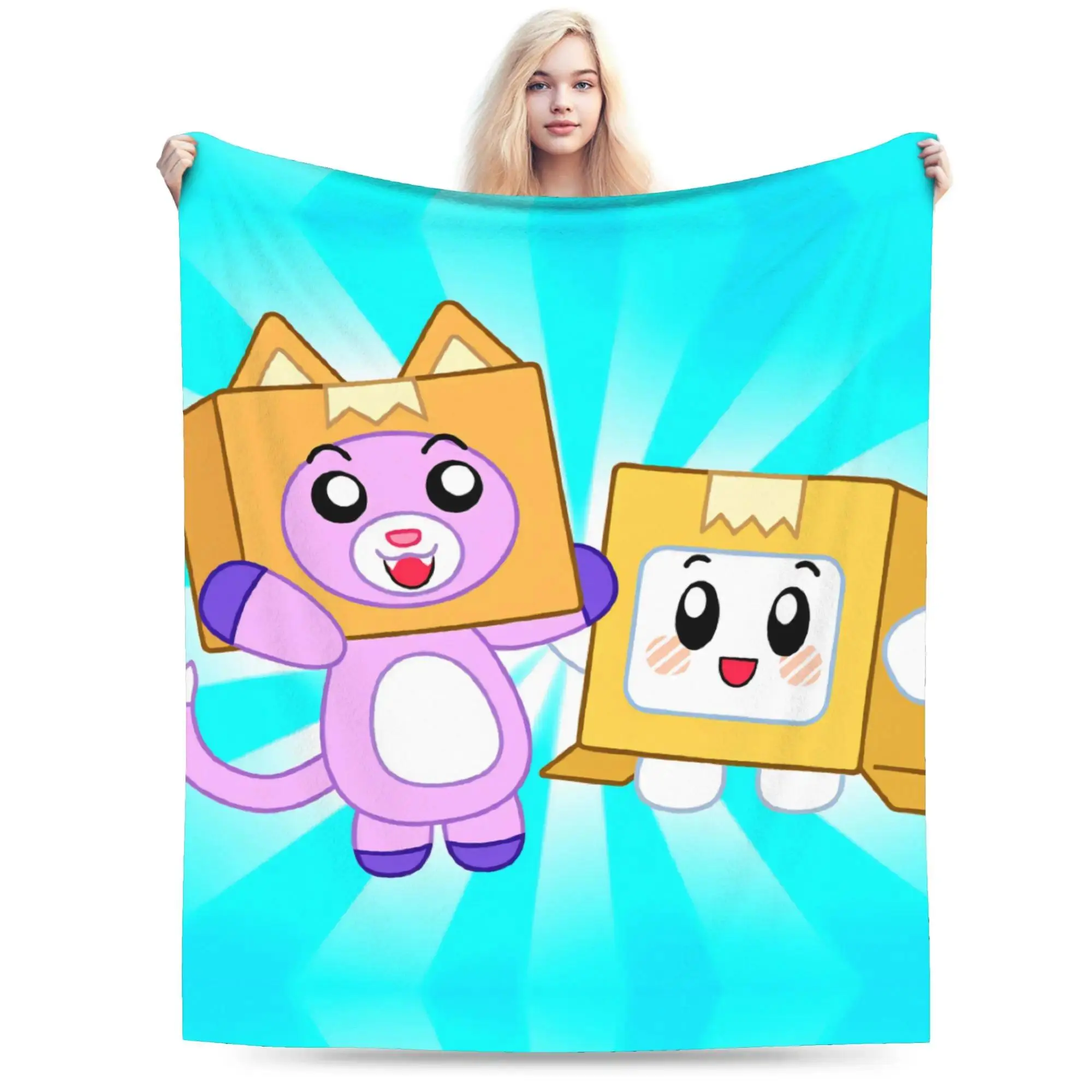LankyBox Character Flannel Blanket - All Seasons Flannel Fabric, Multi-Size, Stain Resistant Travel & Bed Throw for Airplane Travel, Bedroom, Fan Collection
