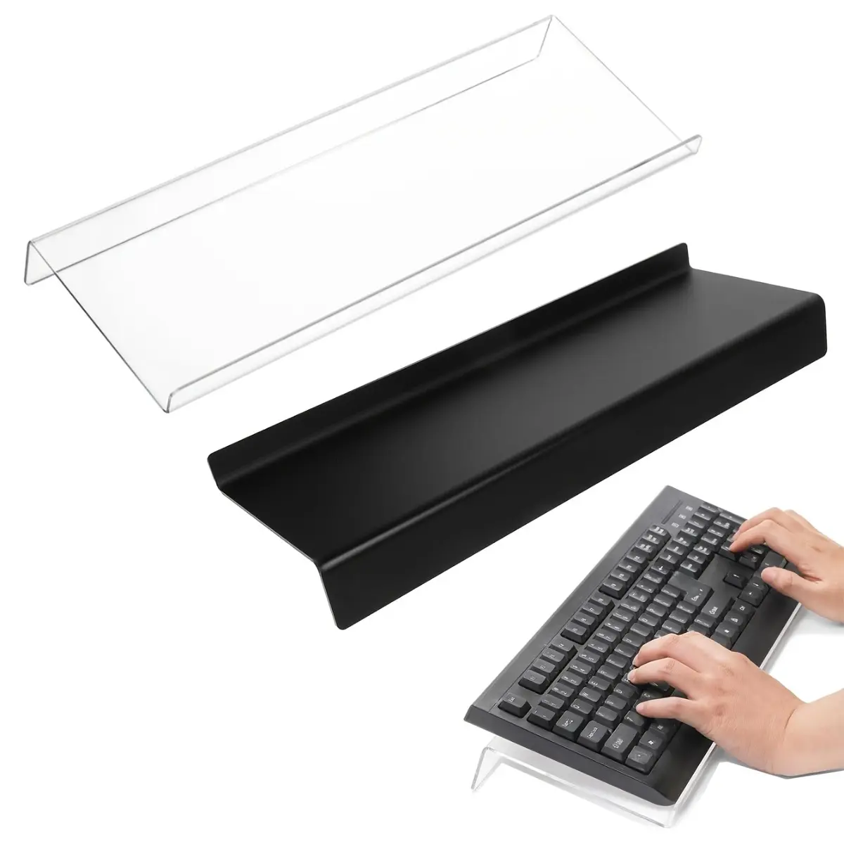 Clear Vertical Desktop Keyboard Stand High Toughness Storage Base Heavy Duty Acrylic Keyboard Dock Space Saving Frame Organizer Non Slip Grip Bottom for Gaming Desk Office Setup Studio Computer Workstation Supplies