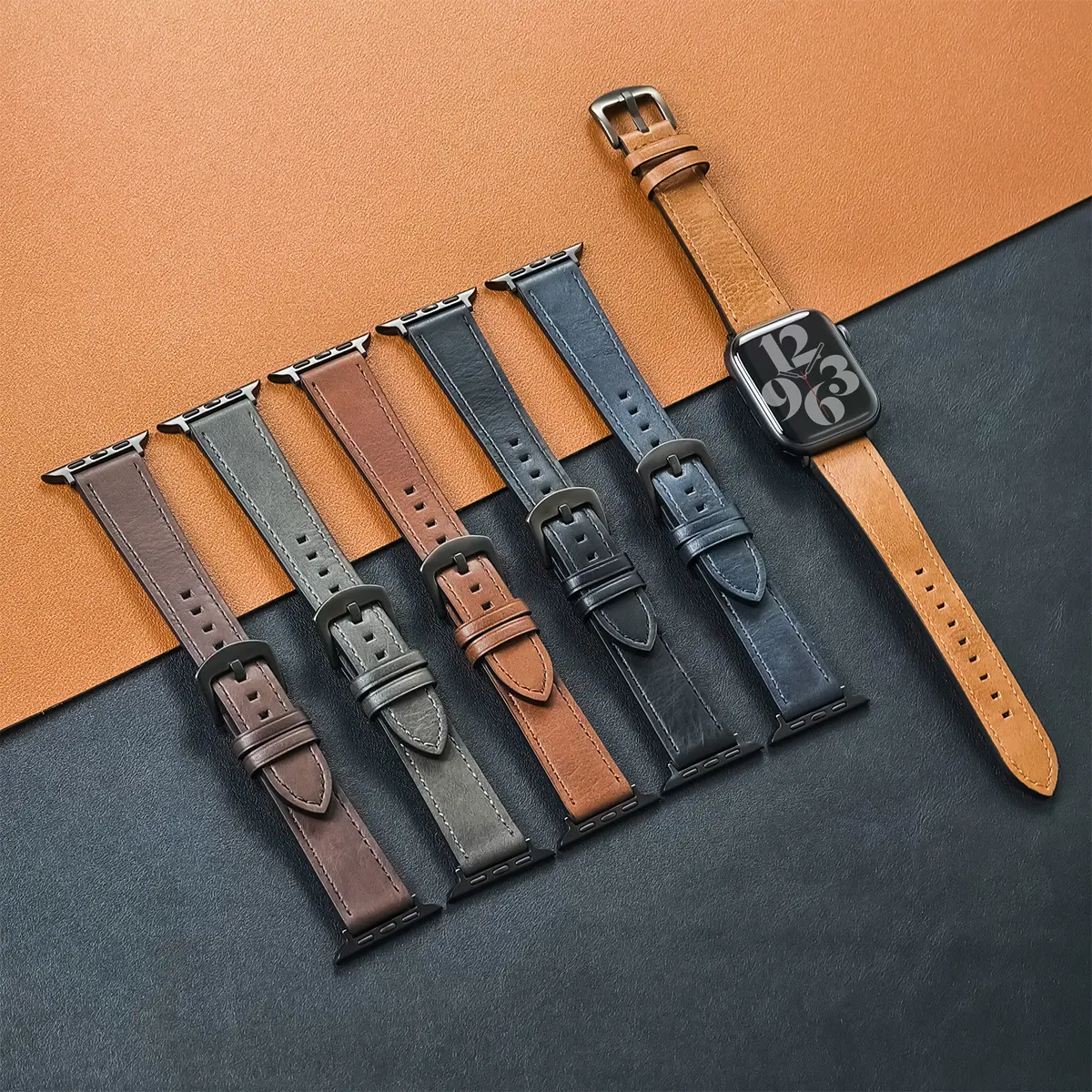 Microfiber Leather Watch Strap Compatible with Apple Watch Series 6/7/8/9/10 & Ultra, Soft Faux Leather Replacement Wrist Band