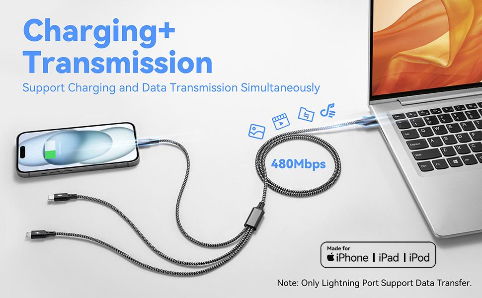 3 in 1 Multiple Charging Cable(2Pack 4Ft), Braided Multi Charger Cord USB C Charging Cable Universal USB Cable with Type C/Micro USB Port for Cell Phones, iPhone 17 16 15 14 13 Series, Tablets, More : Electronics