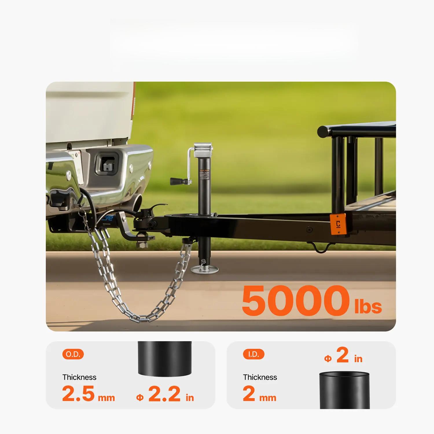 A-Frame Trailer Jack,  5000 lbs Dynamic Load Capacity, Trailer Jack Stand with Handle & Rectangular Footpad, 15-inch Vertical Travel, Suitable for RV, Horse, Utility Trailers, Yacht Trailers