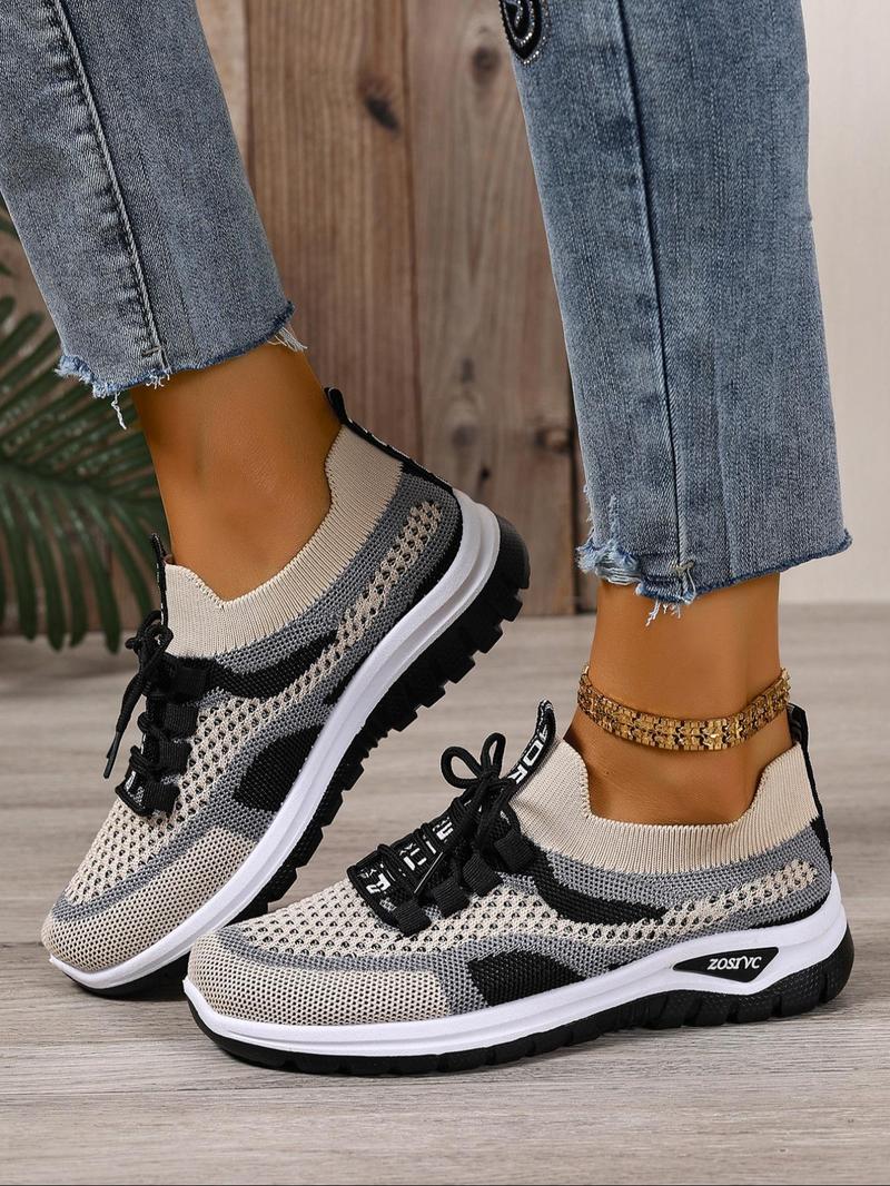 Women's Fashionable Mesh Breathable Lightweight Sneakers, Casual Comfortable Sports Athletic Running Shoes, Versatile Basic Shoes for Daily Wear