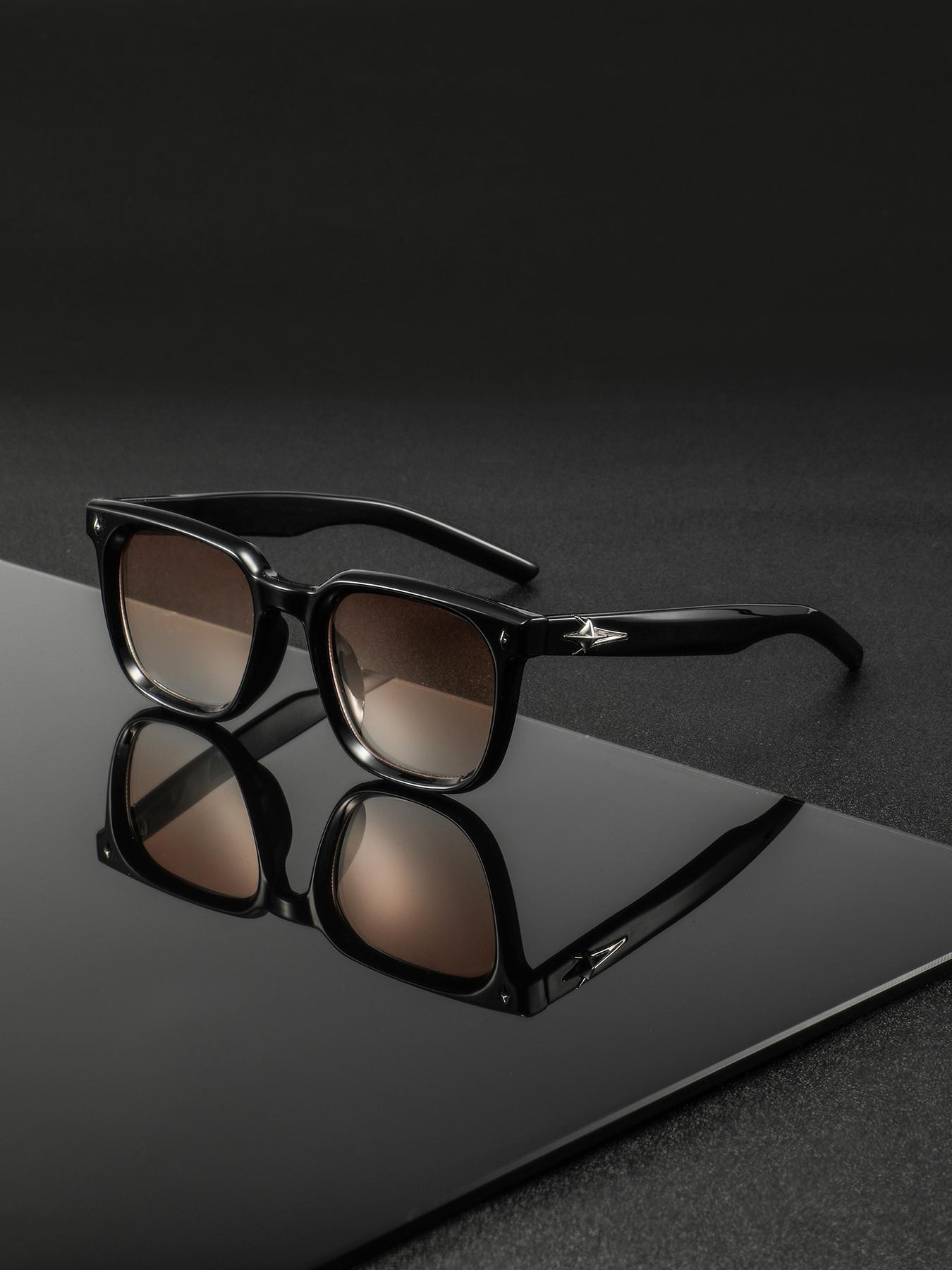 Men's Metal Frame Glasses, Tinted Lens Glasses, Stylish Eyewear