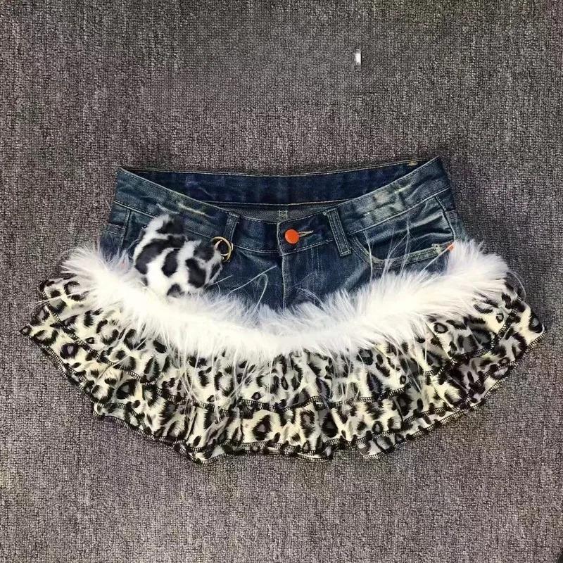 Y2K Gothic Grunge Denim Skirts Women Subculture Retro Punk Print Mini Skirt Vintage Streetwear Fashion Faux Fur Patchwork Skirt Y2K Gothic Grunge Denim Skirts Women Subculture Retro Punk Print Mini Skirt Vintage Streetwear Fashion Faux Fur Patchwork Skirt