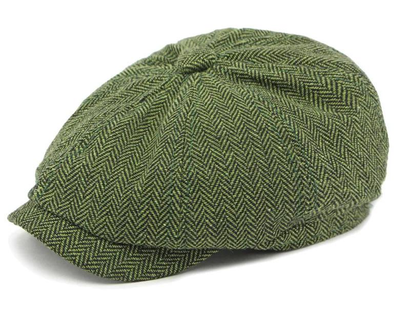 Twill Flat Cap for Men Women Herringbone Newsboy Caps British Style Octagonal Hat Solid Green Red Detective Cabbie Beret Hat