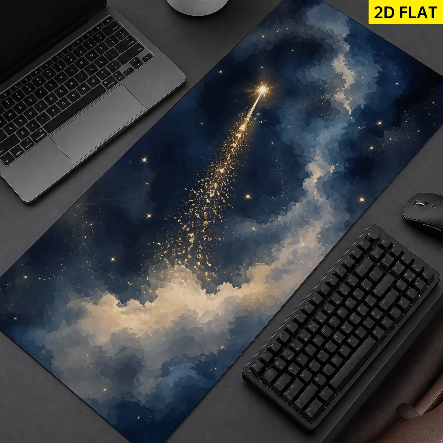 Extra Large Starry Sky Comet Mouse Pad, Non Slip Rubber Pad, Desktop Decoration Drotection Pad, Washable, Lock Edge Multi Size, Premium Multipurpose Mousepad For Home, Office, Gift for Family and Friends