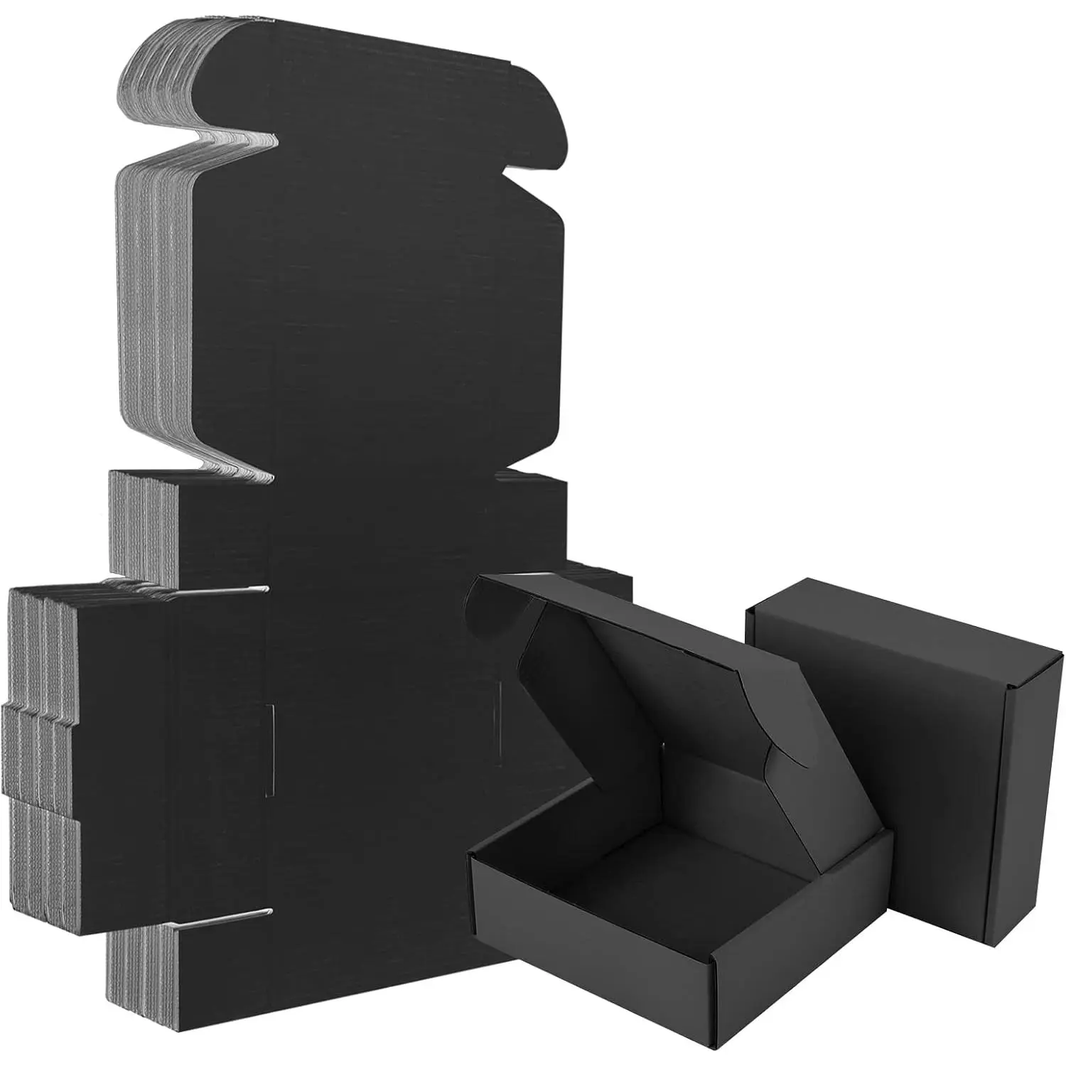 25 Pack Small Shipping Boxes Black Corrugated Cardboard Box 4x4x2 inches,Corrugated Box for Packaging Small Business,Mailing Packing Literature Mailer,Shipping  Boxes