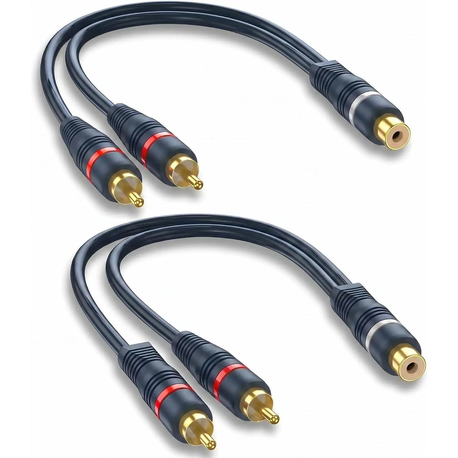 2 Pack  Y Splitter 1 Female to 2 Male Audio ,  Y Adapter Extension Cord for Subwoofer, Speaker &  Theater,  Audio