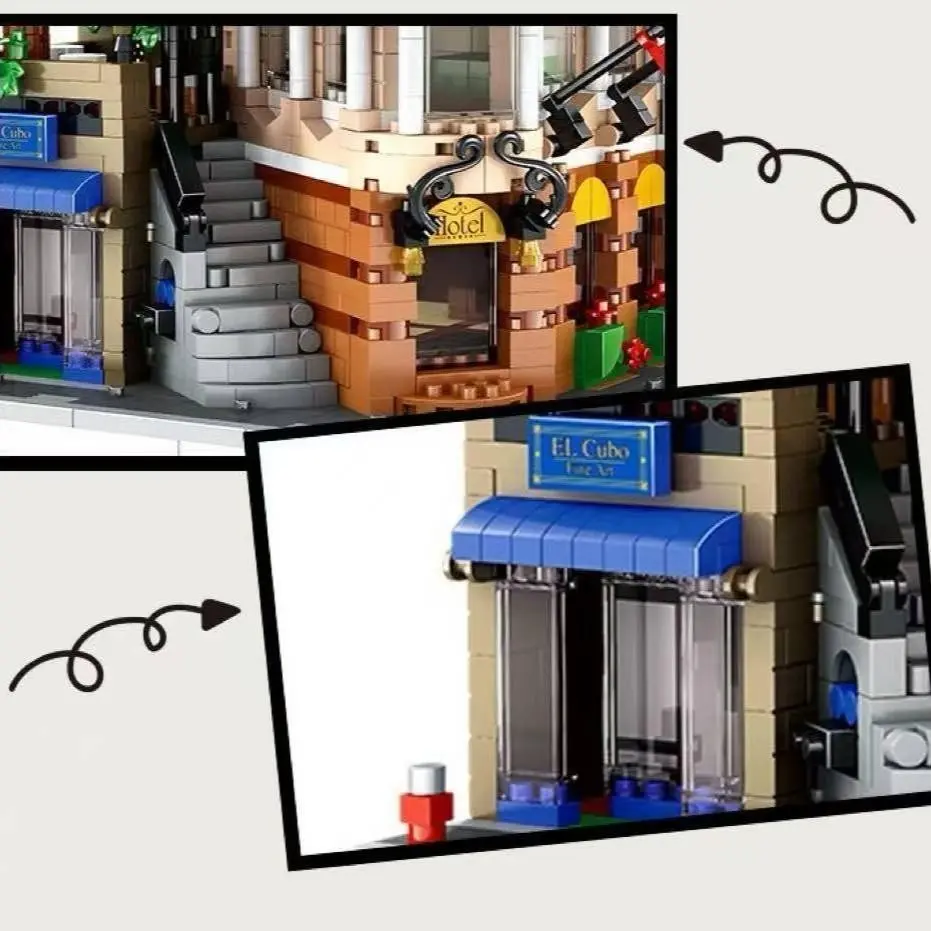 1 Nano Block Architecture City Street View Set, Corner Boutique Hotel Assembly Bricks, Educational Hobby Building Kit for Kids Teens Adults Age 12 14 16 18+, Present 2026 Mega Promotion