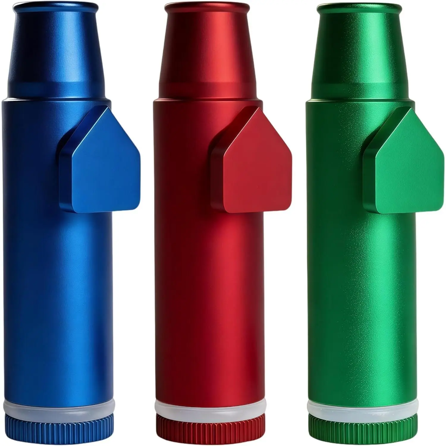 3 Pack Metal Spice Dispenser Mini Pepper Shaker OMO 2nd generation Portable Leak-Proof Storage Bottle (Blue Red Green)