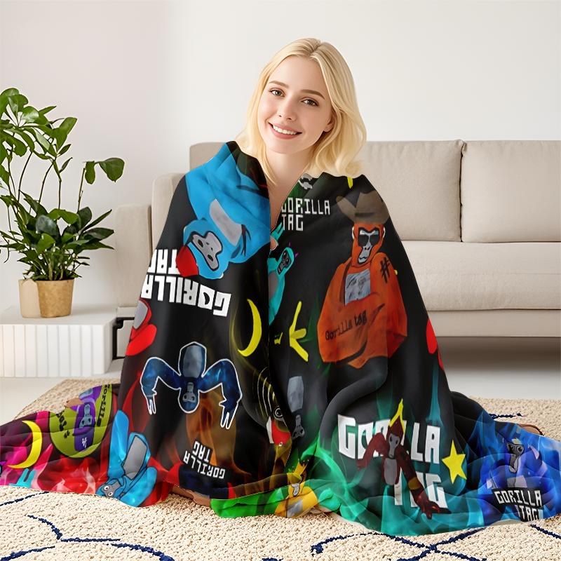 Viral Gorilla Tag All Skins Fleece Blanket, Colorful VR Game Gorilla Plush Throw, Ultra Soft Blanket Printed In USA, Must-Have For Gorilla Tag Enthusiasts & VR Gamers