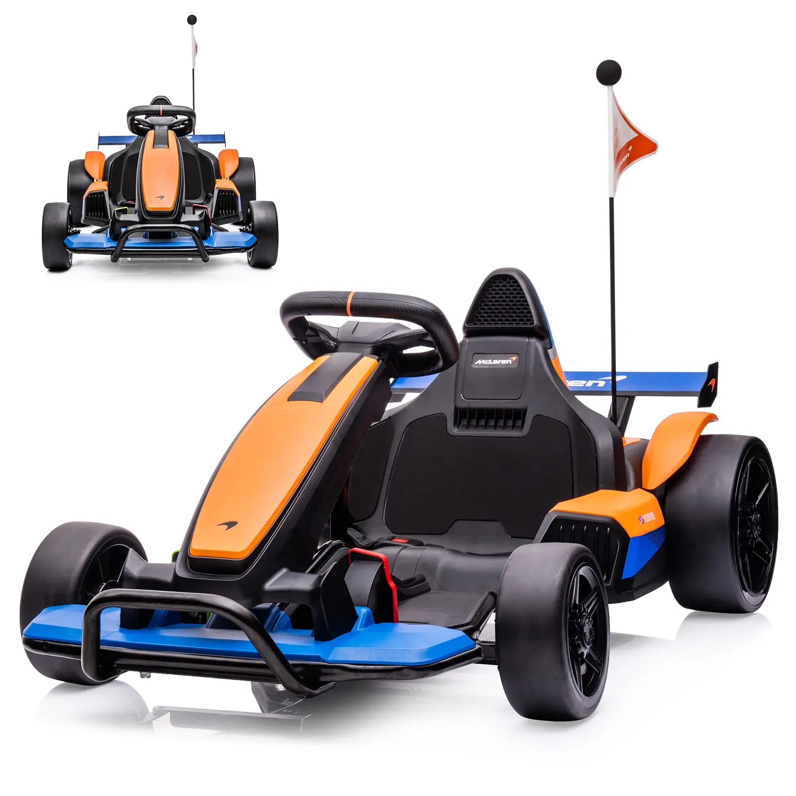 Electric Go Kart,Drift Racing Pedal, Damping System, Racing Flag – High Speed Ride-On Powered Cart for Big Kids 6-12