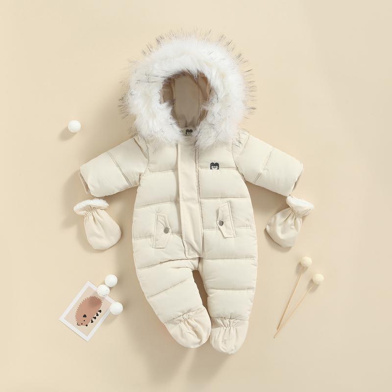 Baby Winter Snowsuit Infant Coat Romper Warm Outwear Hooded Puffer Jacket Footie Jumpsuit Bodysuit Boys Cotton Blend Multi-color Casual Outfit