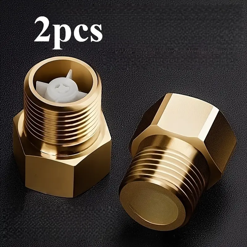 2Pcs Brass Tone Check Valve G1/2 Female Thread to G1/2 Male Thread Anti Backflow One Way Valve For Toilet Sink Kitchen Faucet Water Tower Water Heater Bathroom Pipes RV Plumbing System