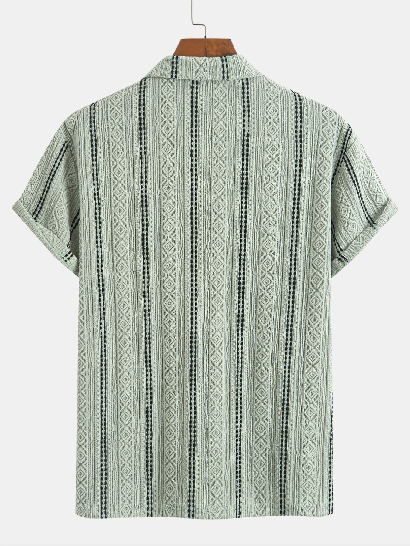 Men's Regular Fit Stripes Print Short Sleeve Polo Shirt Outfit, Casual Fashion Comfy Top for Summer, Men's Clothes for Daily Wear