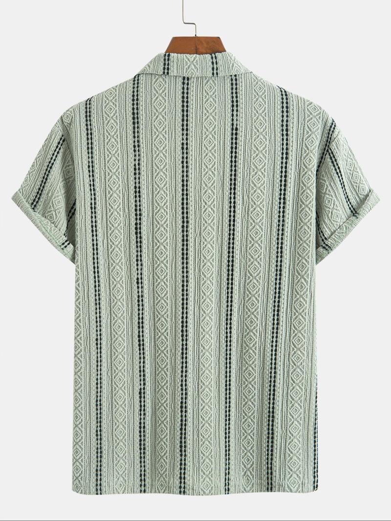 Men's Regular Fit Stripes Print Short Sleeve Polo Shirt Outfit, Casual Fashion Comfy Top for Summer, Men's Clothes for Daily Wear