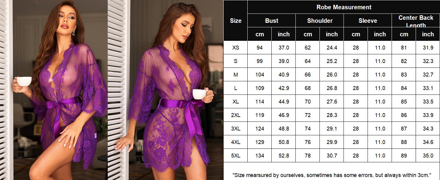 Women's lace kimono robe doll underwear mesh pajamas