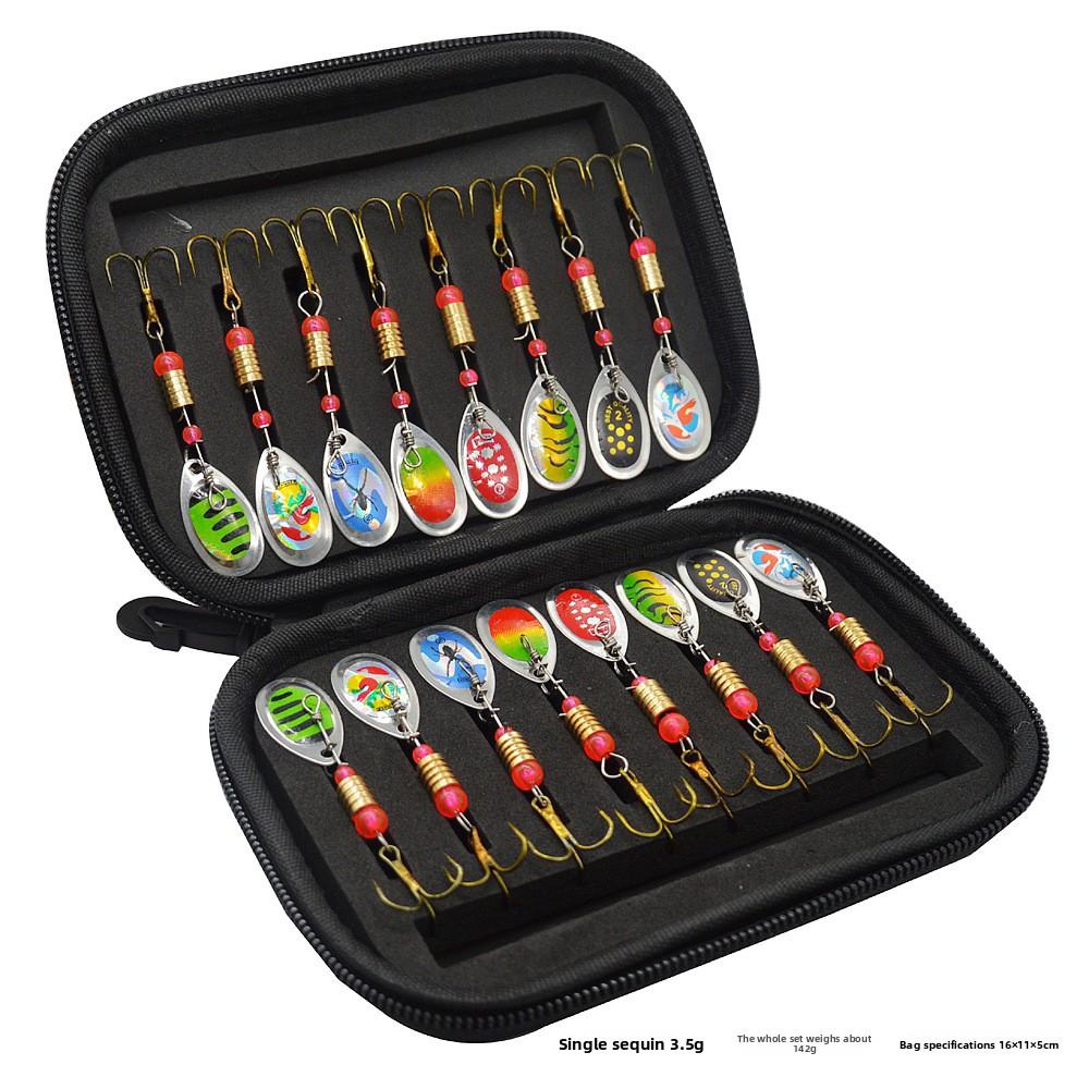 Lure bait rotating composite spinner fishing gear set, 16-piece metal lure spinner artificial bait set