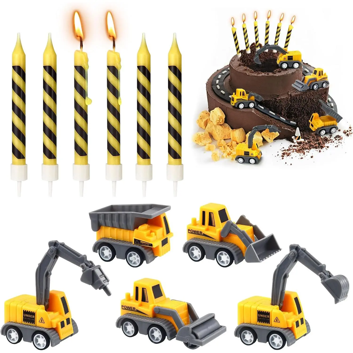 11 count Construction Birthday Candles Set, Construction Cake Candle, Digger Cake Topper for Boys Girls Construction Birthday Party Supplies Decorations
