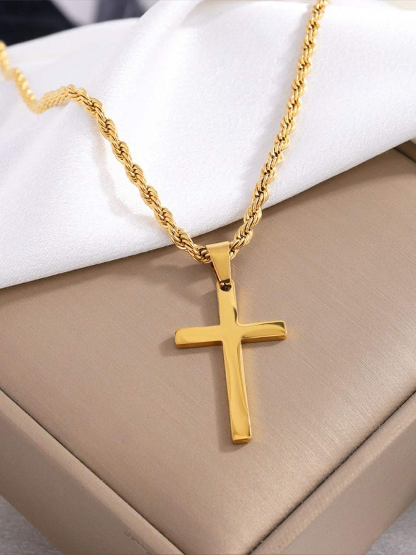 Men's Stainless Steel Cross Pendant Necklace, Fashion Jewelry for Party, Daily Clothing Decor, Trendy All-match & Exquisite Jewelry for Birthday Gift