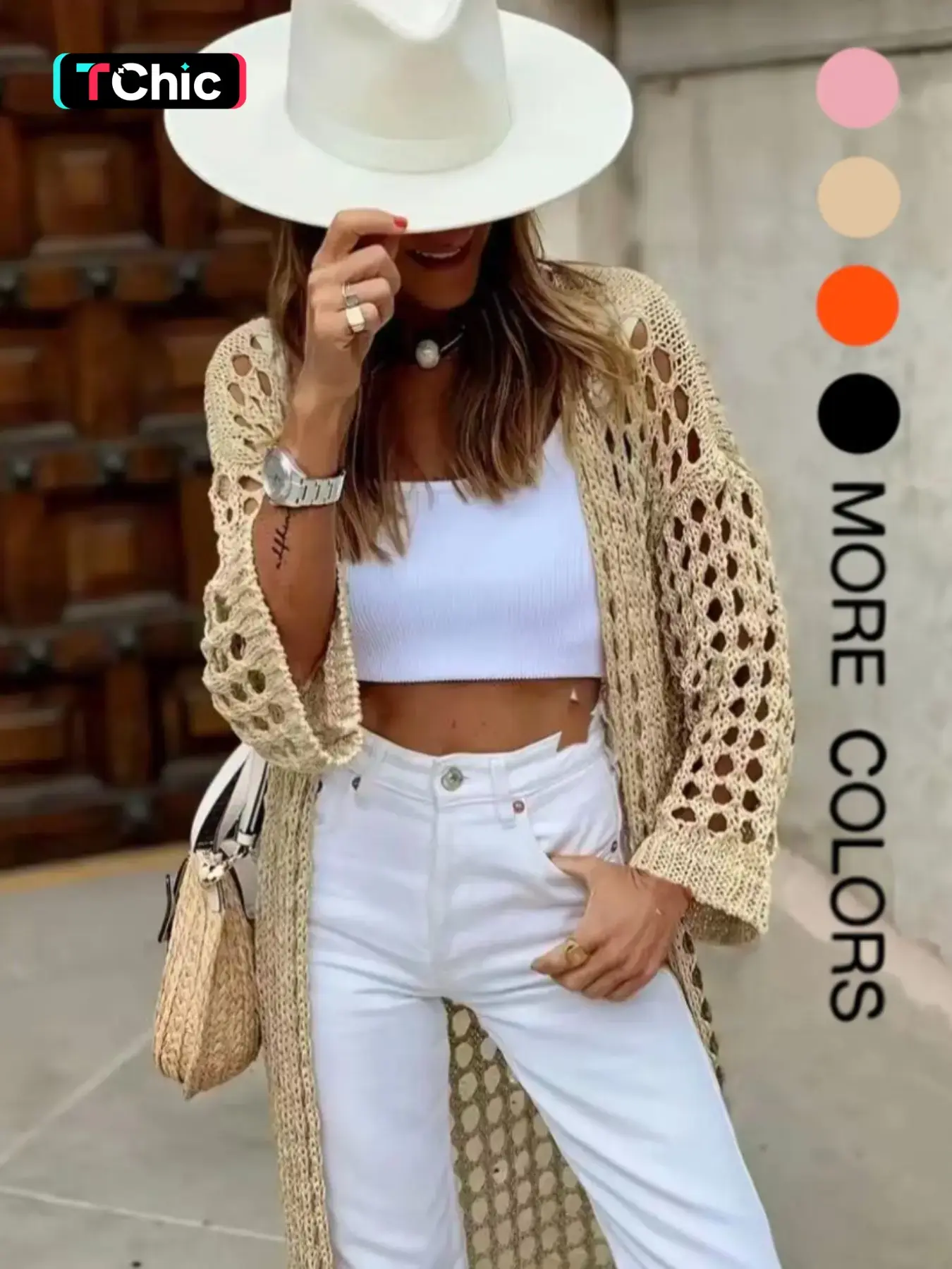 Transparent Long Sleeve Cardigan, Fashionable Loose Fit Baggy Knitwear, Elegant Casual Outerwear, Trendy Boho Bohemian Style Pullover, Womenswear, Knitting, Tops