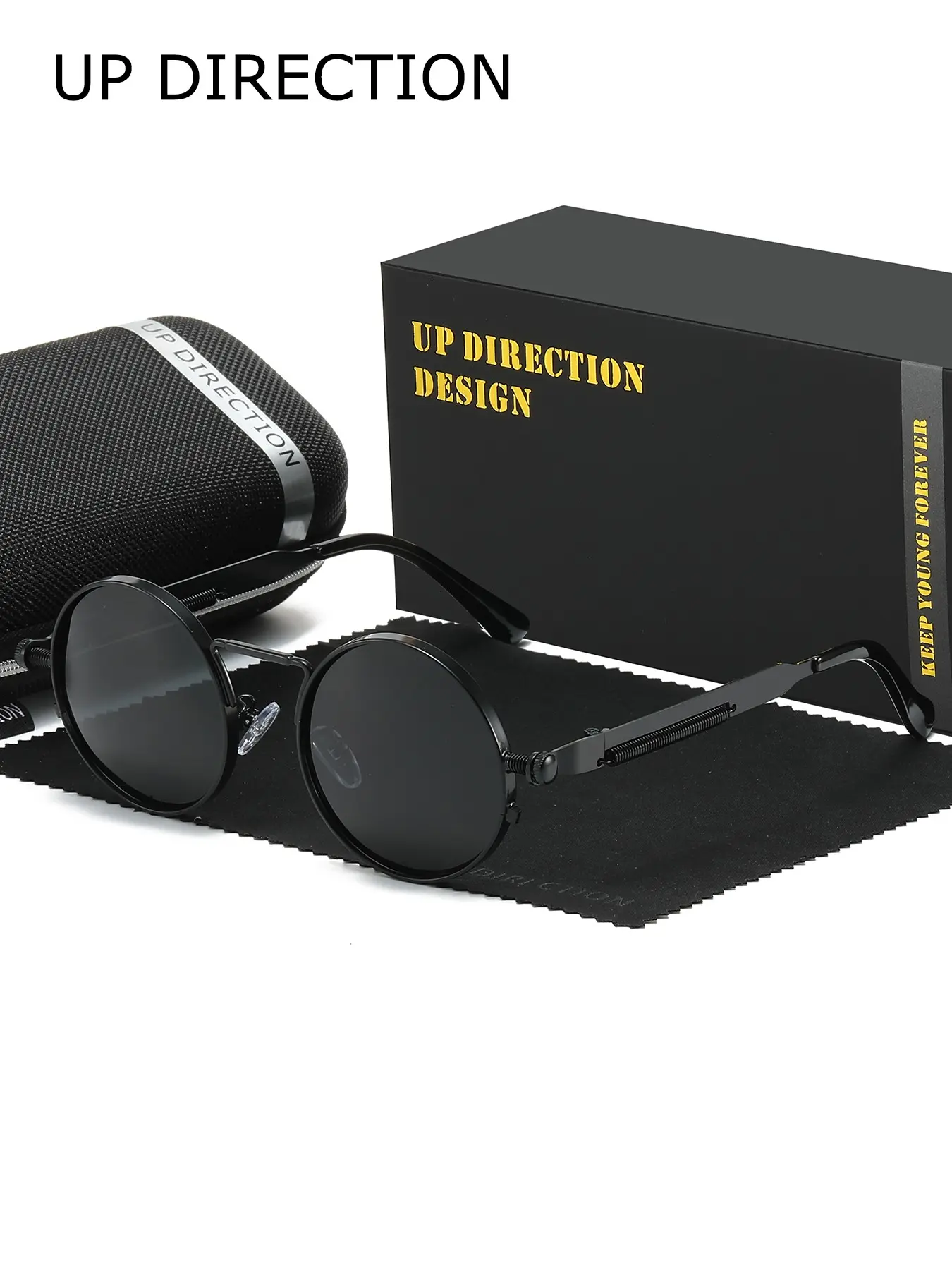 Up Direction Retro Stainless Steel Unisex Polarizing Sunglasses With Oval Frame, Uv Resistant, Fishing, Driving, Reducing Glare, Travel Accessories