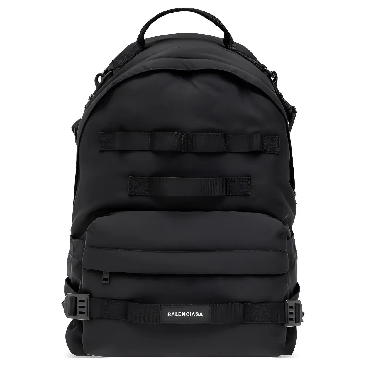 Balenciaga Logo-Print Zippered Nylon Backpack for Men in Black