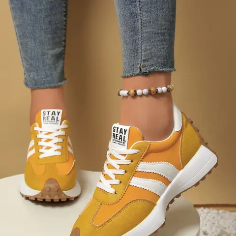 Unisex Retro Striped Thick Sole Sneakers, Comfortable Rubber Sole Walking Training Shoes, Lightweight Vintage Casual Sports Shoes, Everyday Sneakers