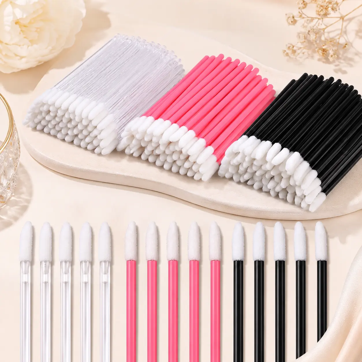 50pcs Disposable Lip Brush, Lip Gloss Applicator Wands, Portable Lipstick Makeup Tool for Travel & Daily Use,Gothic,halloween,sticky,moon,couple,july