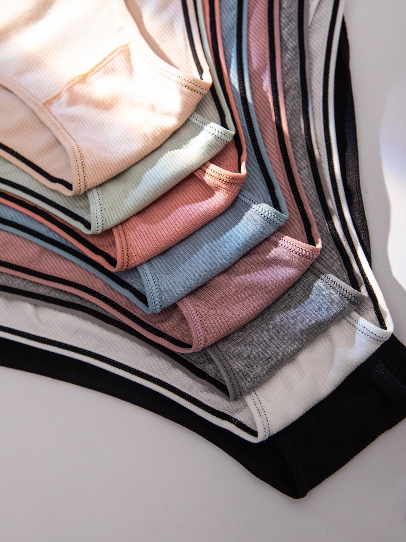 Women's Letter Print Contrast Binding Panty, Regular Fit Lady Soft Comfy Pastel Breathable Knicker for Daily Wear, Women's Comfort Underwear for Fall, Womenswear Panties