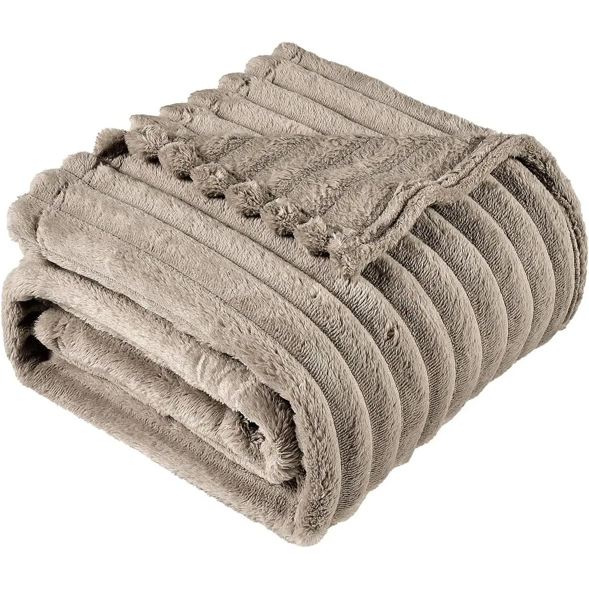 Flannel Fleece Throw Blanket Lightweight Cozy Plush Microfiber Fleece Throw,Beige 50x60 inches