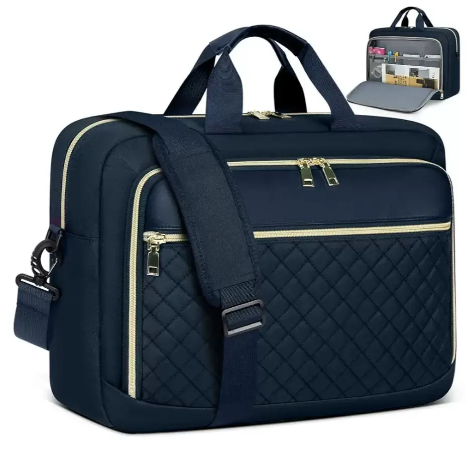Women Waterproof Laptop Briefcase Bag Travel Essentials, Large Capacity Crossbody Shoulder Bag, Business Office Travel School Use, 17.3 Inch Computer Case