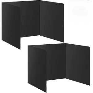 2Pack Black Desk Dividers, Waterproof Plastic Foldable Privacy Folders, Easy-Clean Testing Dividers for Student Classroom Exam Office Library Teacher School Supplies