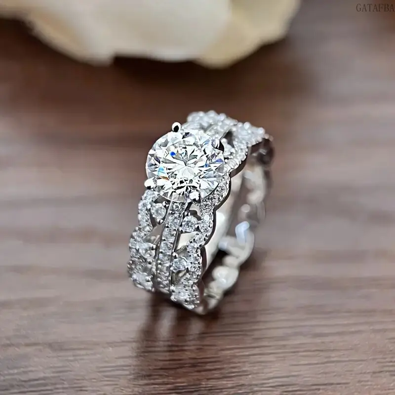 Female Classic No-Band Luxury Inlaid Cubic Zirconia Statement Ring, Elegant High-End Bride Jewelry for Wedding, Banquet Gift (Sports & Outdoor Style Accent Accessory), Unisex, Inlay