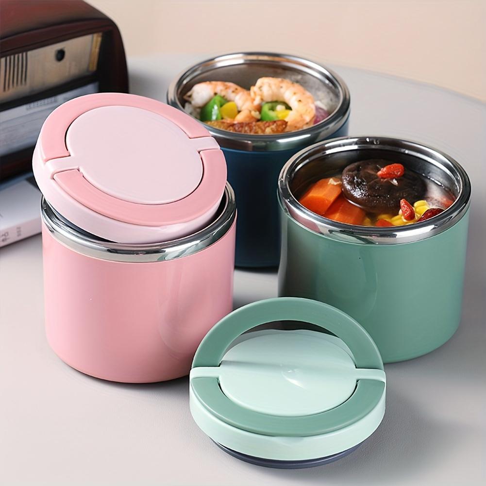 Stainless Steel Lunch Box with Handle - Leakproof Stackable Thermal Bento Box, Heat & Cold Insulation,, 304 Steel Container for School, Office, Camping - Pink/Blue/Turquoise, Portable for,, s - Ideal Gift