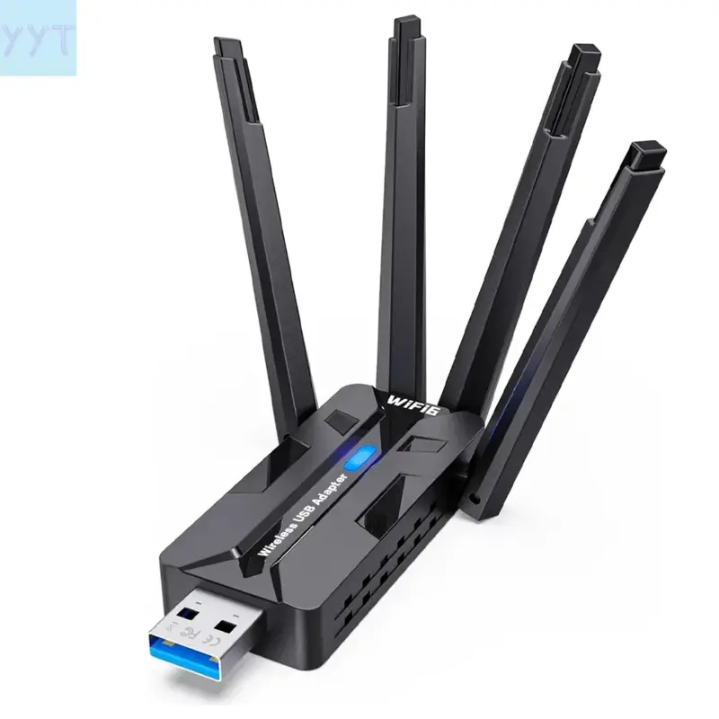 YYT1 USB WiFi Adapter PC WiFi Dongle 1800Mbps Speed, 4-Gain Antennas Ultra-Long Signal Reception Wireless USB WiFi 6 Adapter Dual Band WiFi Desktops & Laptops Dual-Network Card connectivity Wireless Receiver Wifi