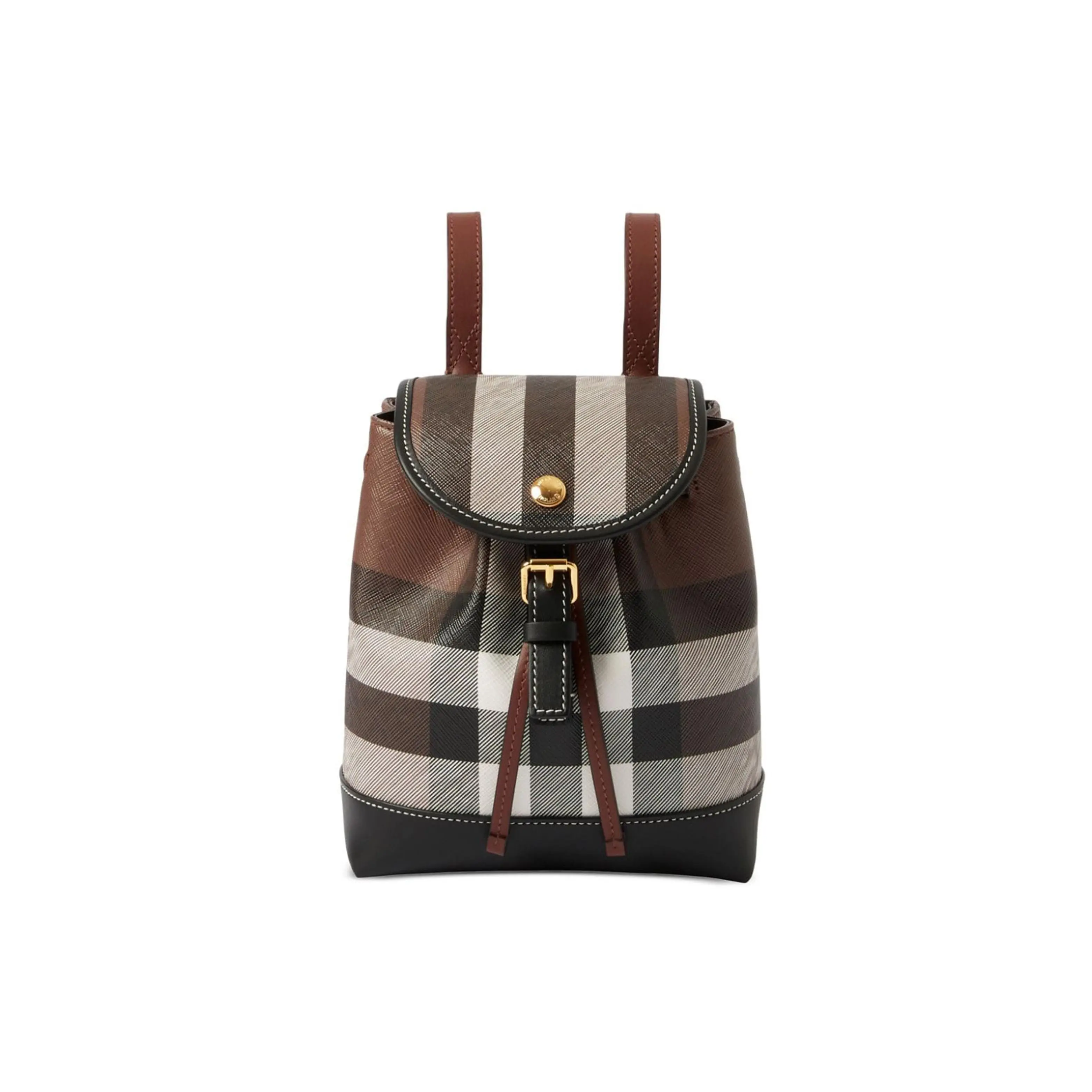 Burberry Mini Backpack for Women – Adjustable Strap PU Crossbody Bag in Brown with Multicolor Accents