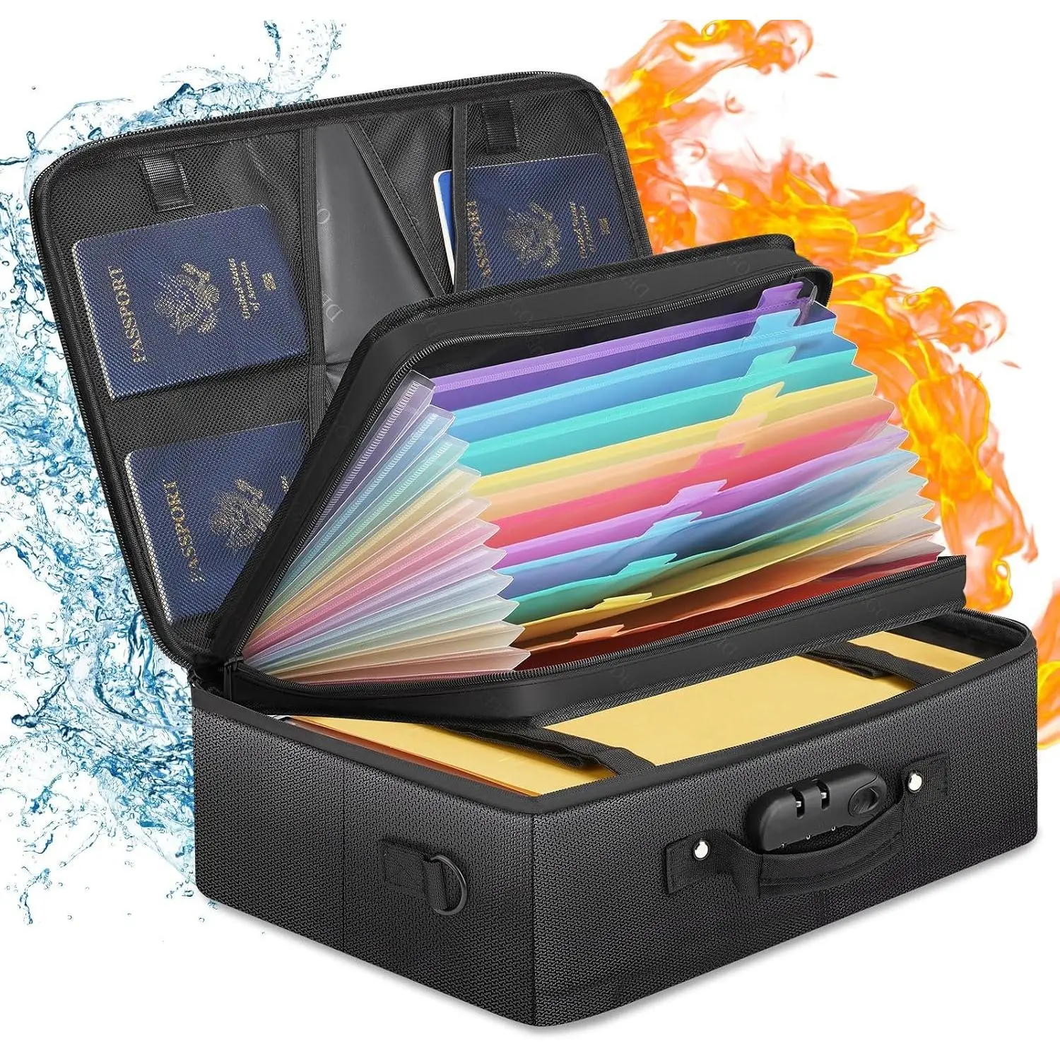 Fireproof Document Organizer With Lock,Important Document Folder