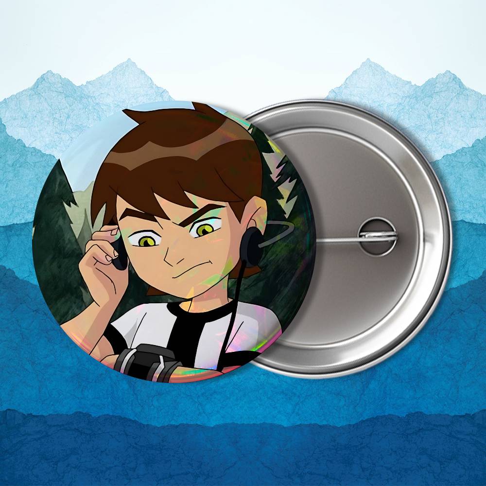 Art Alien Force B-Ben 10 Cool Round Exquisite Badge Brooches Creative Pins For Clothes Hat Backpack Gift Accessories