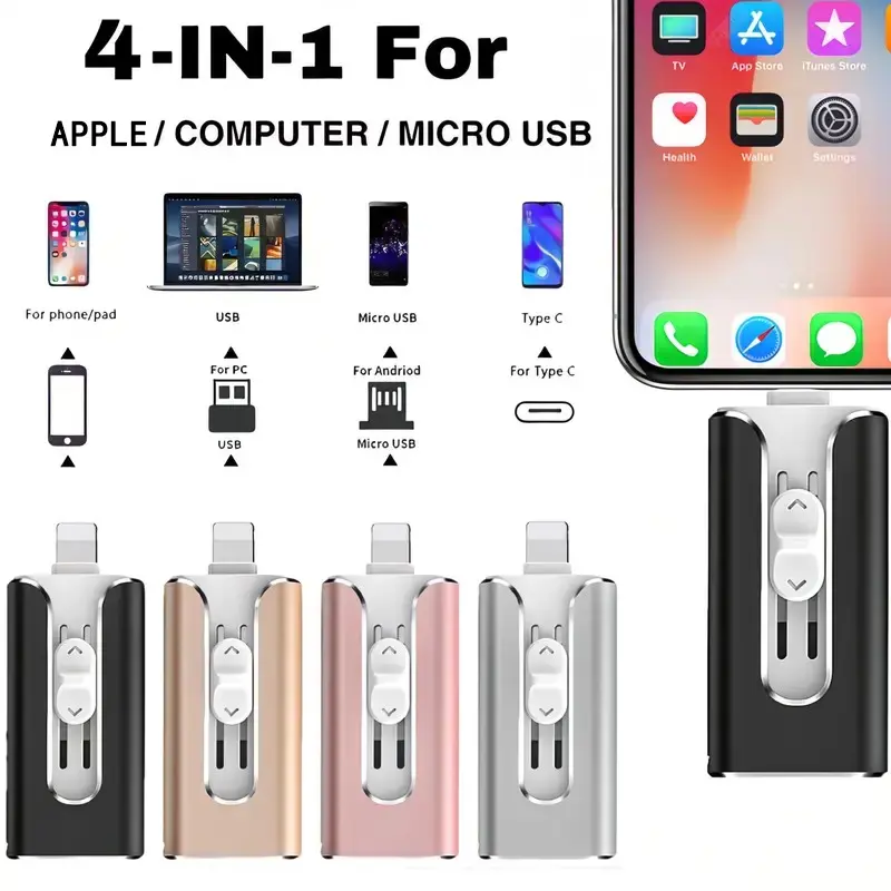 USB 3.0 Flash Drive Memory Stick, iPhone Type-C Photo Stick, Multi-Purpose Storage, 64GB/128GB/256GB/512gb, Pen Drive, Thumb Drive, Micro Usbstick