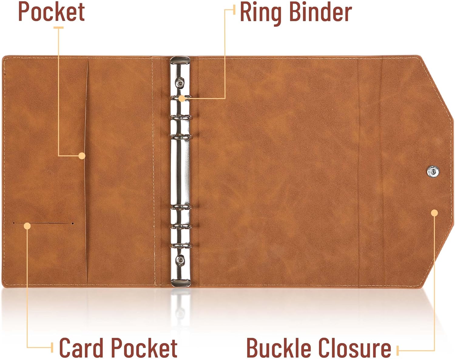 A5 Leather Planner - 6 Ring Binder, Refillable Notebook