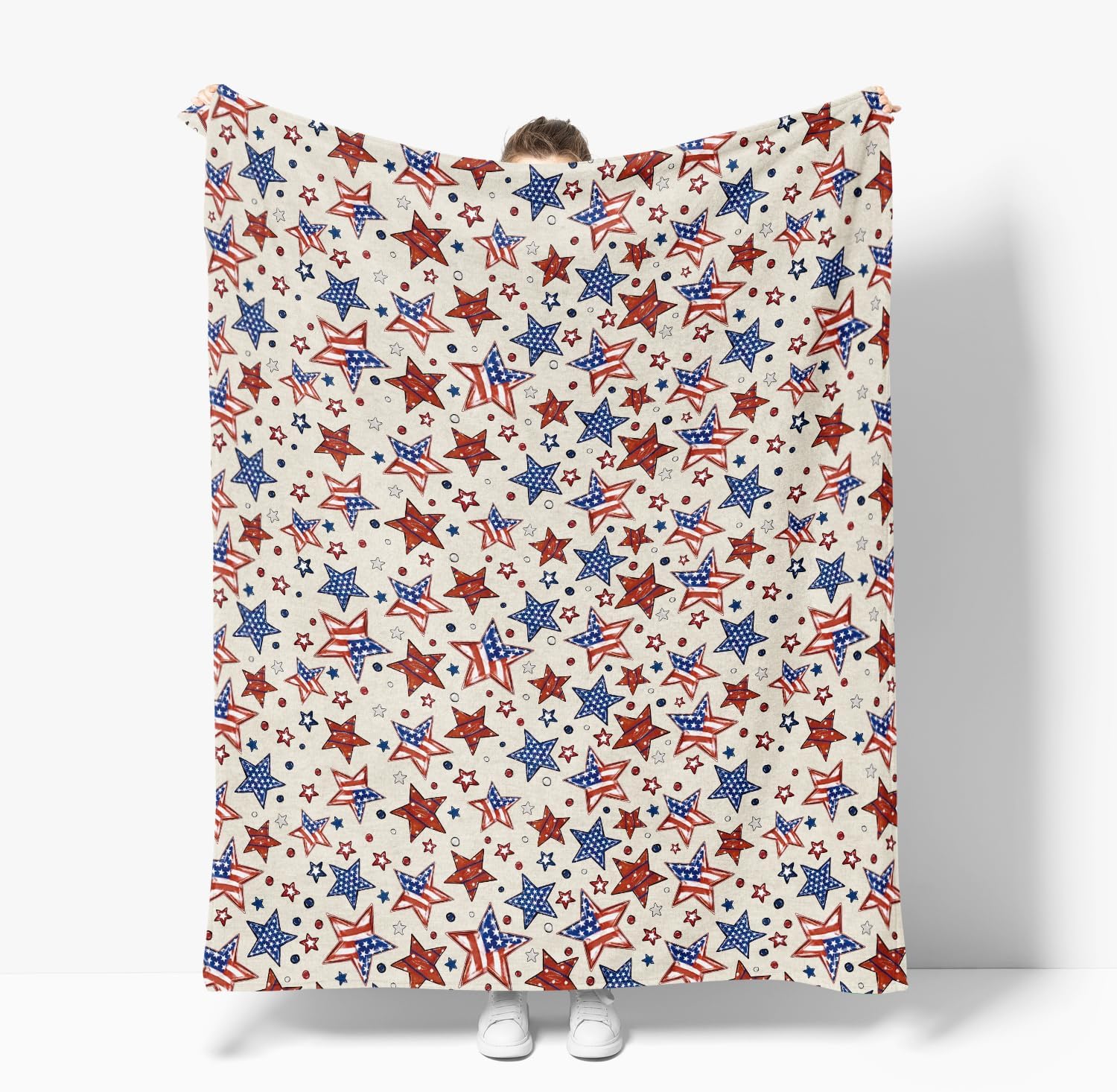 Horaldaily 4th of July Flannel Blanket Throw, Patriotic Veterans Day American Flag Soft Fuzzy Plush Cozy Fleece Blankets for Couch Sofa Bed Decor, Ideal Gifts for Kids Adults 50x60